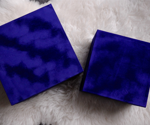 Luxury Velvet Gift Box In Navy Blue Square Shape