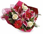 - Show someone how much you love them with this gorgeous bouquet of lilies, roses and gerberas.