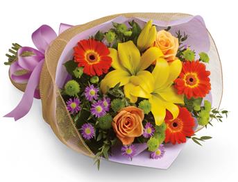 - A burst of brilliant flowers designed to make their spirits soar! This spectacularly colourful bouquet includes lilies, gerber