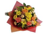 - Tickle their fancy with this playful mix of yellow daisies,pink carnations and peach roses.