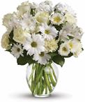 - For a gift of pure joy, send snowy white flowers in a classic clear glass vase. This lovely arrangement is perfect for just ab