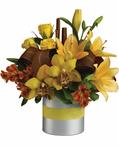 - This glorious arrangement of yellow and orange flowers, is a floral creation thats done to perfection.