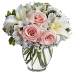 Your best wishes will arrive in style with this feminine vase arrangement