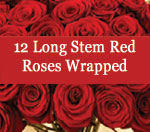 12 long stem red roses wrapped