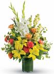 - Create a bright, heart-warming tribute to the special person who lit up everyones lives. Send a stunning leaf lined vase arra