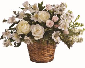 - Send comfort and thoughts of hope for a brighter day with this peaceful basket of white sympathy blooms, and a sweet hint of p