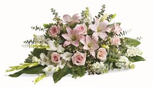 - A soft-spoken statement of everlasting beauty, this pale pink and white sheaf shares your heartfelt sympathy with style and gr