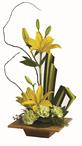 - Give the gift of serenity with a graceful and contemporary arrangement of lilies, carnations and greens.