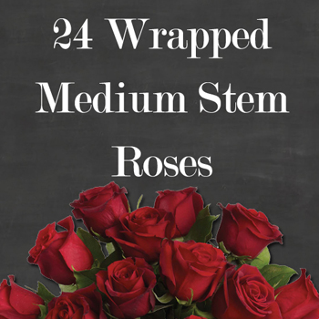 24 Wrapped Med Stem Roses