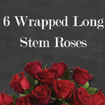 6 wrapped long stem roses