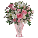 Dress up Mum's special day with this exquisite Love glass vase, filled with roses and other favourites